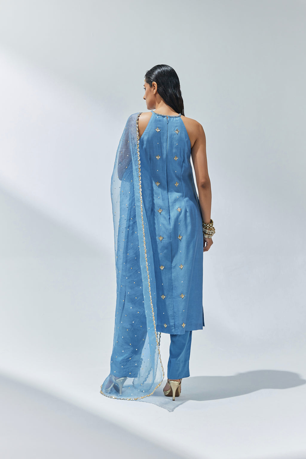 Gota-Patti Motif Halter Kurta Set