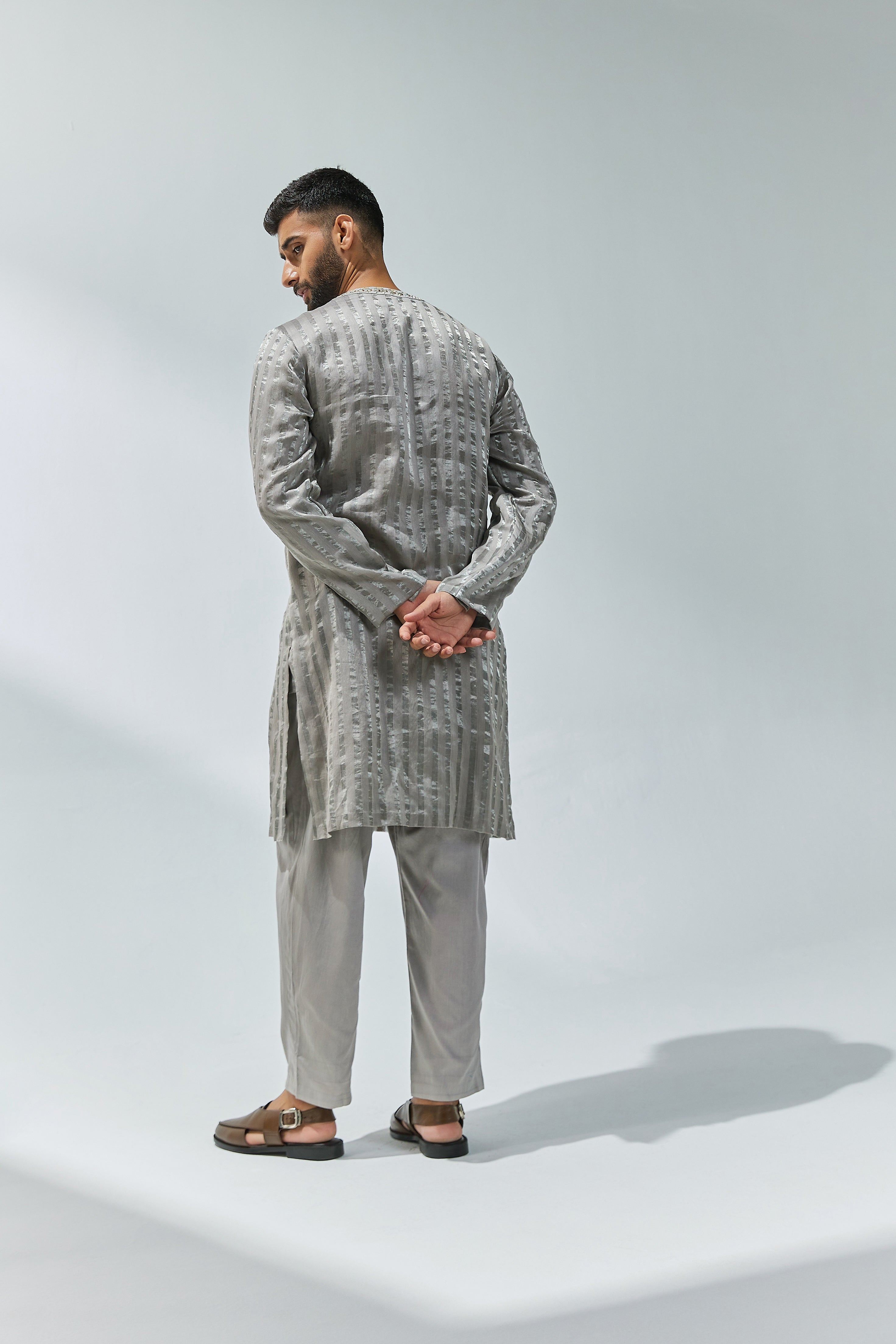 Gota-Patti Yoke Striped Kurta Set