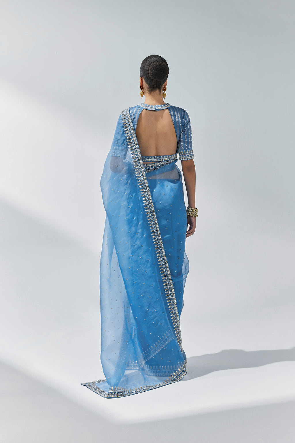 Gota-Patti Border Organza Saree Set