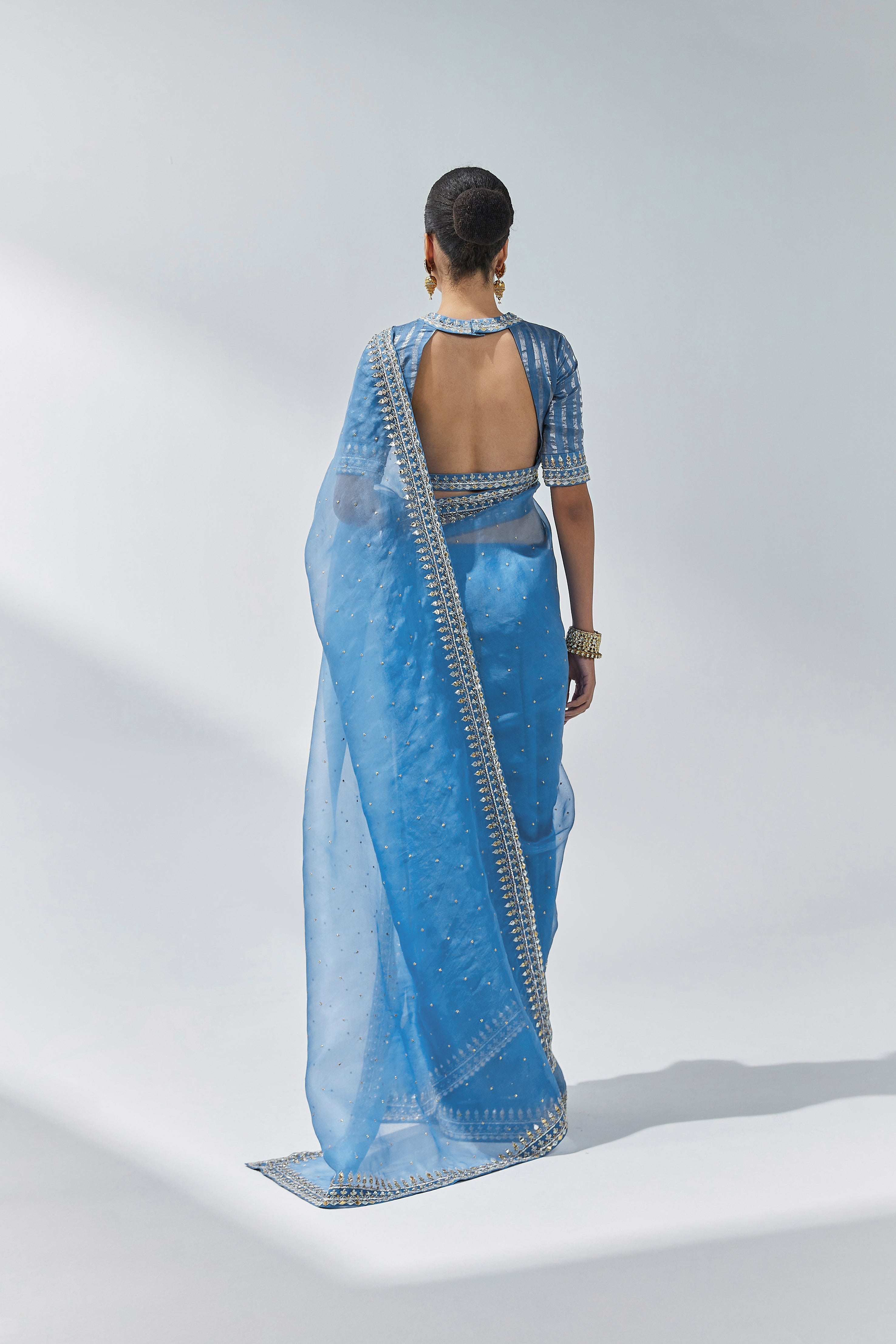 Gota-Patti Border Organza Saree Set