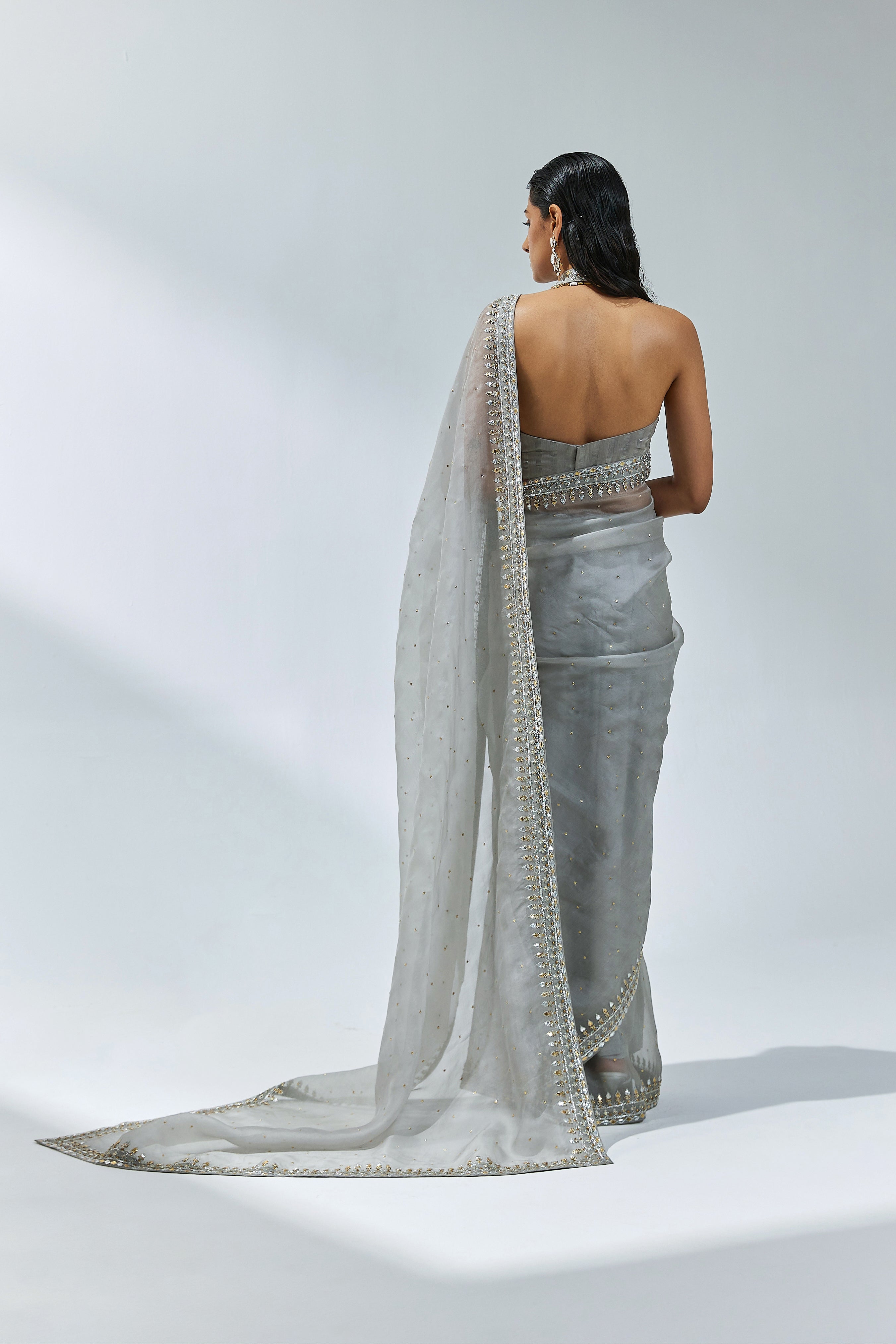 Gota-Patti Border Organza Saree Set