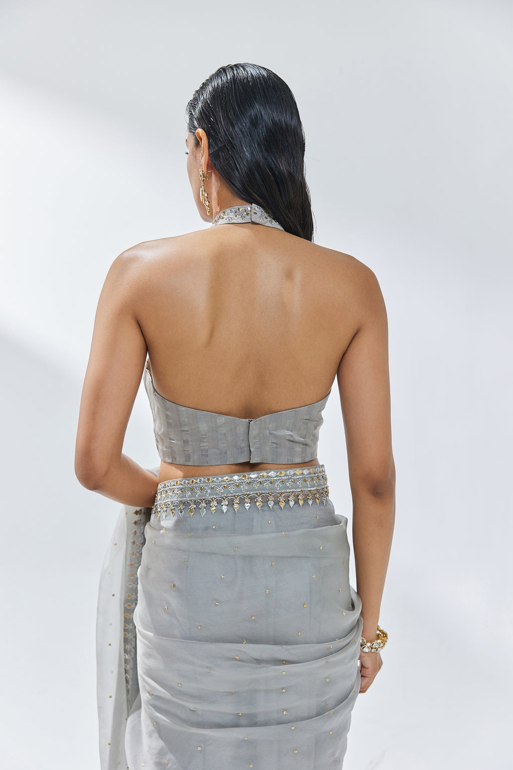 Gota-Patti Border Organza Saree Set