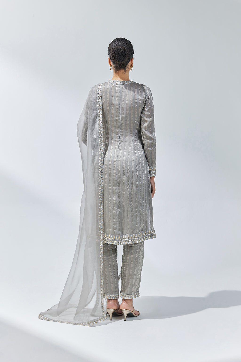 Gota-Patti Border Striped Kurta Set