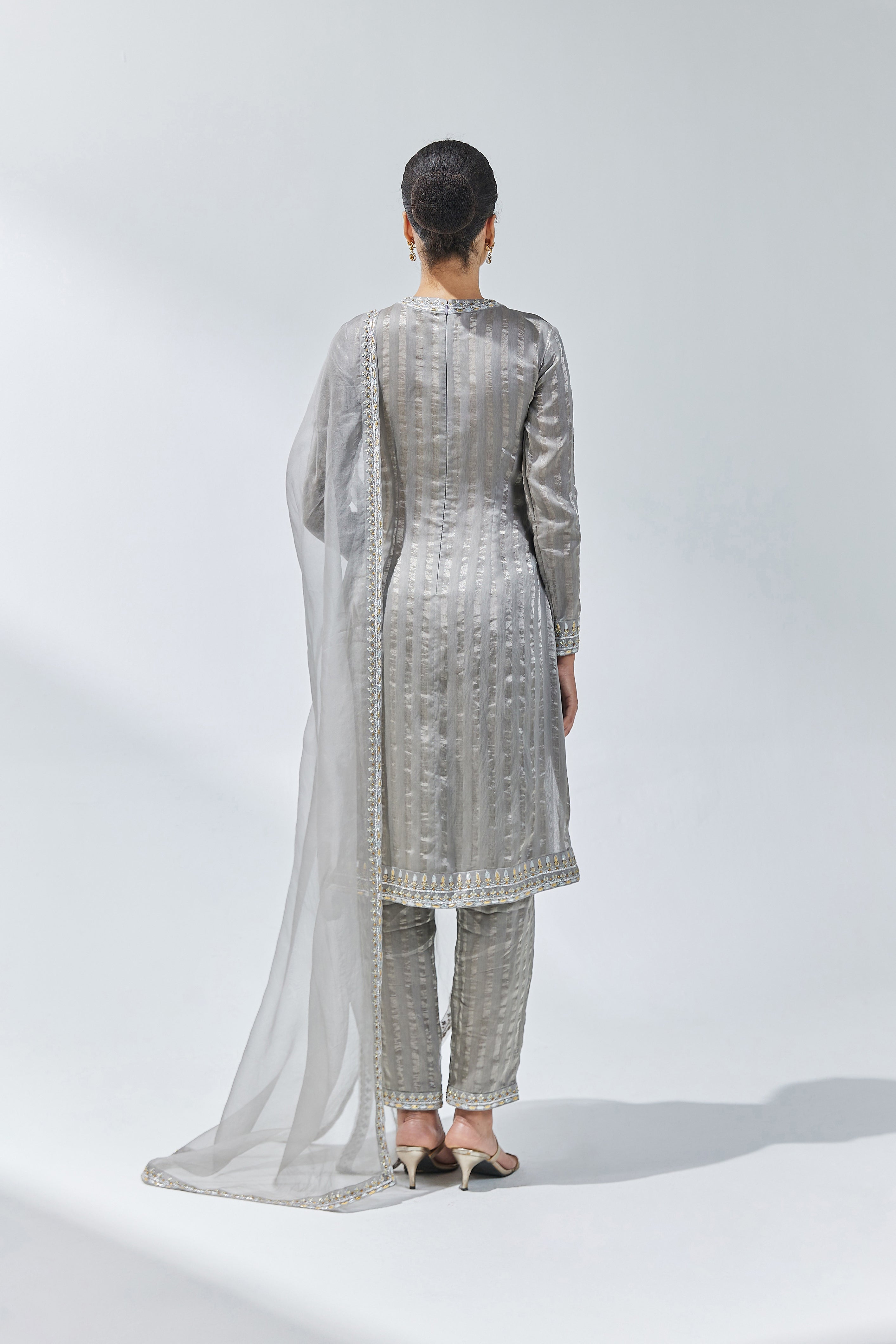 Gota-Patti Border Striped Kurta Set