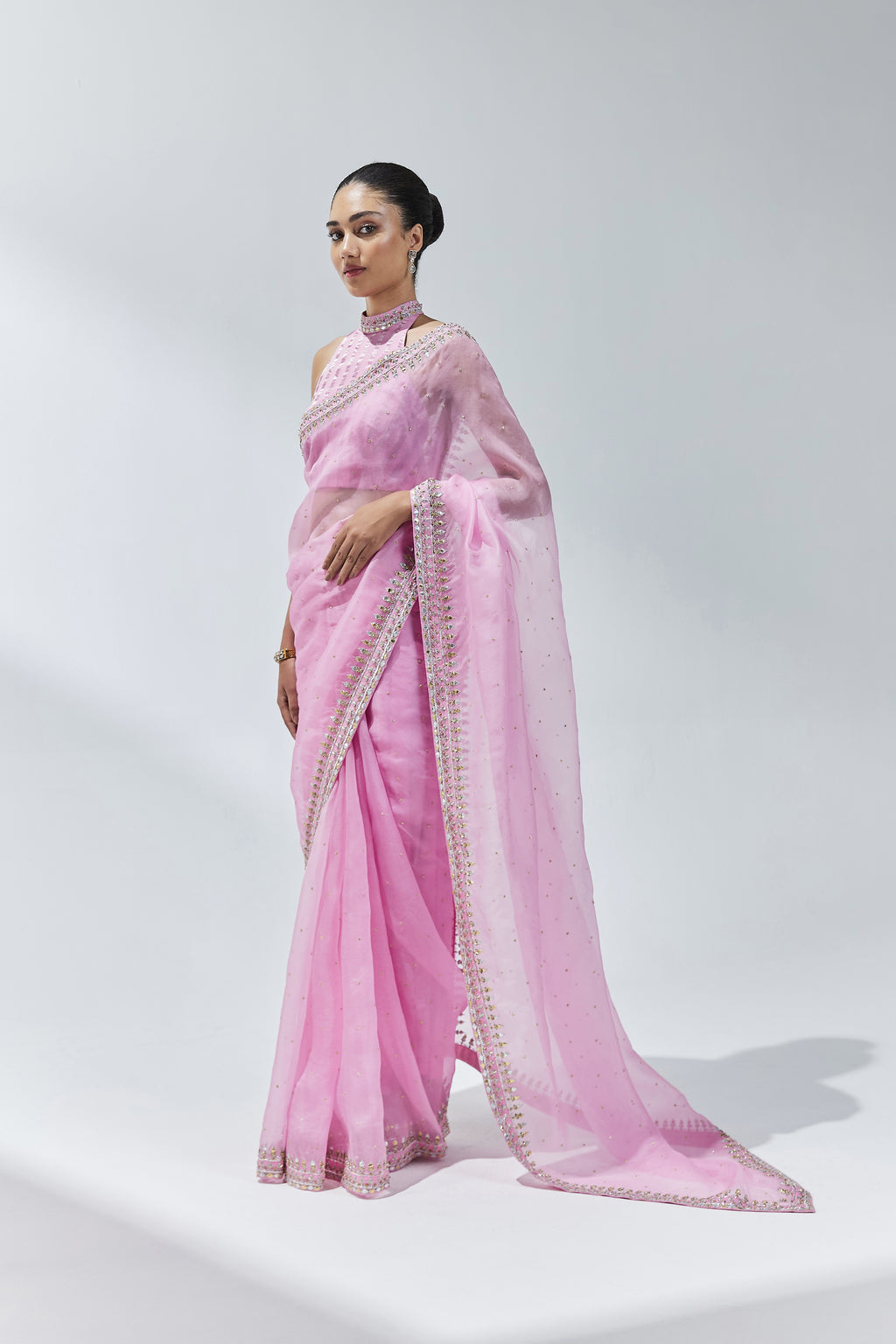 Gota-Patti Border Organza Saree Set
