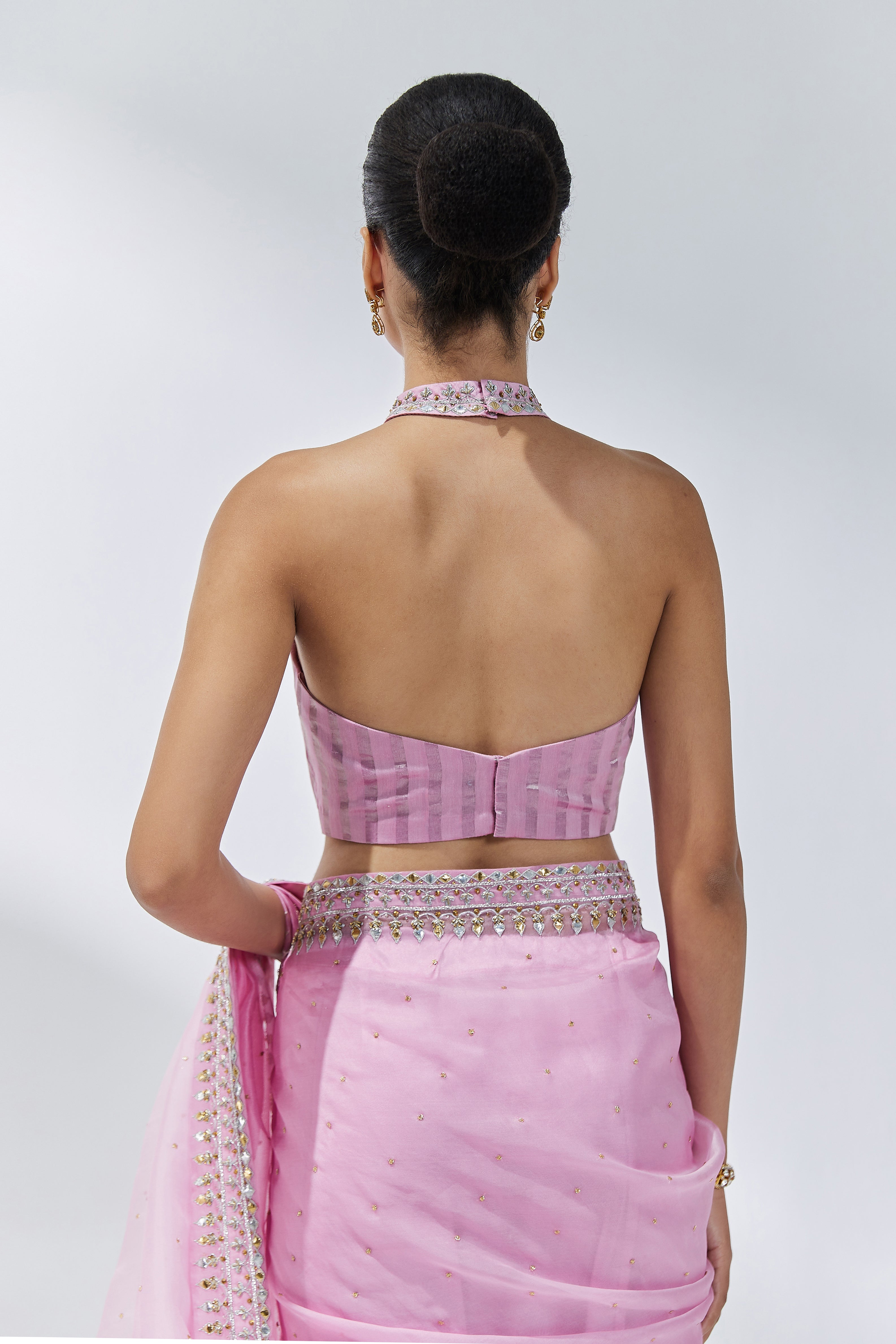 Gota-Patti Border Organza Saree Set