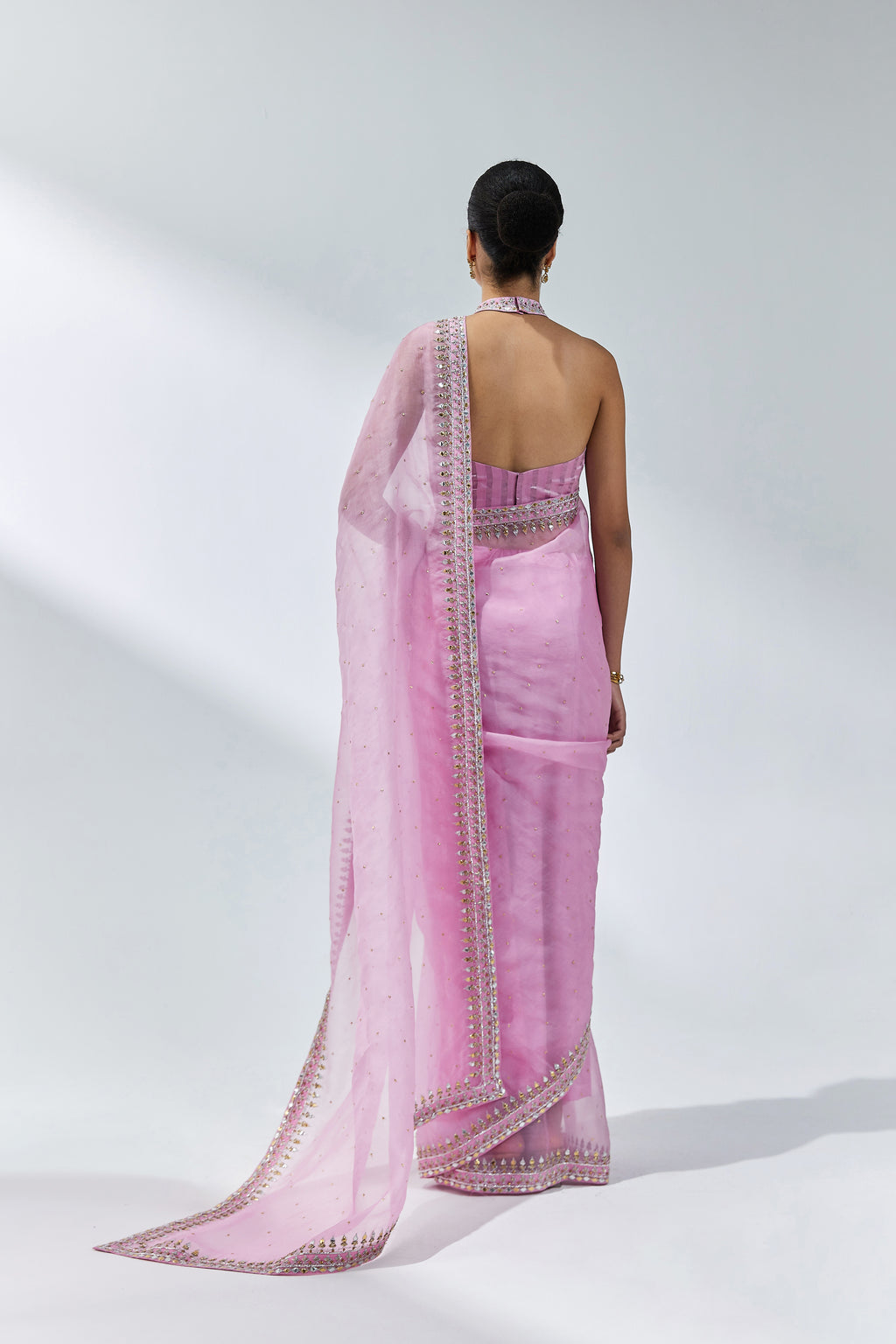 Gota-Patti Border Organza Saree Set