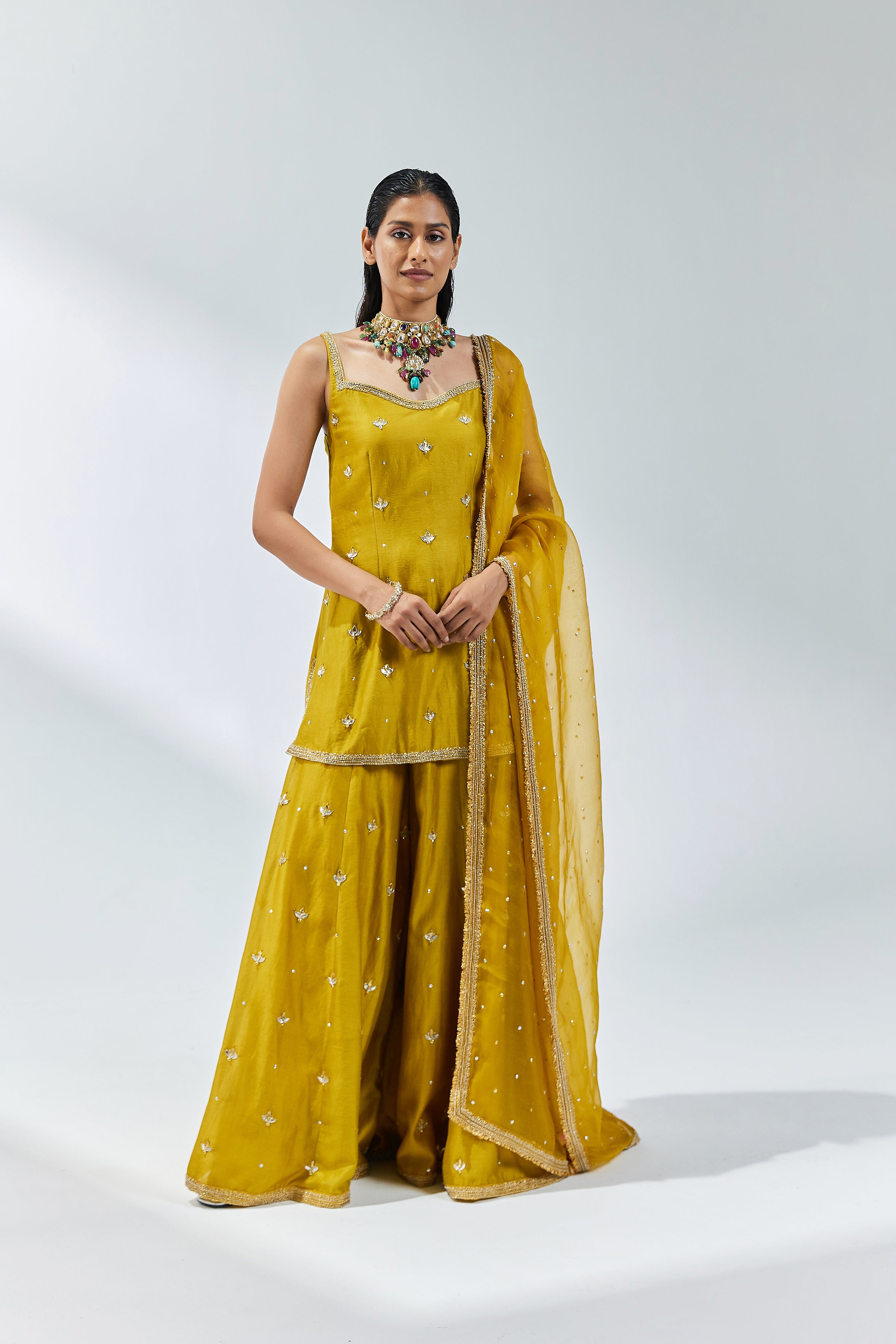 Gota-Patti Motif Sharara Set
