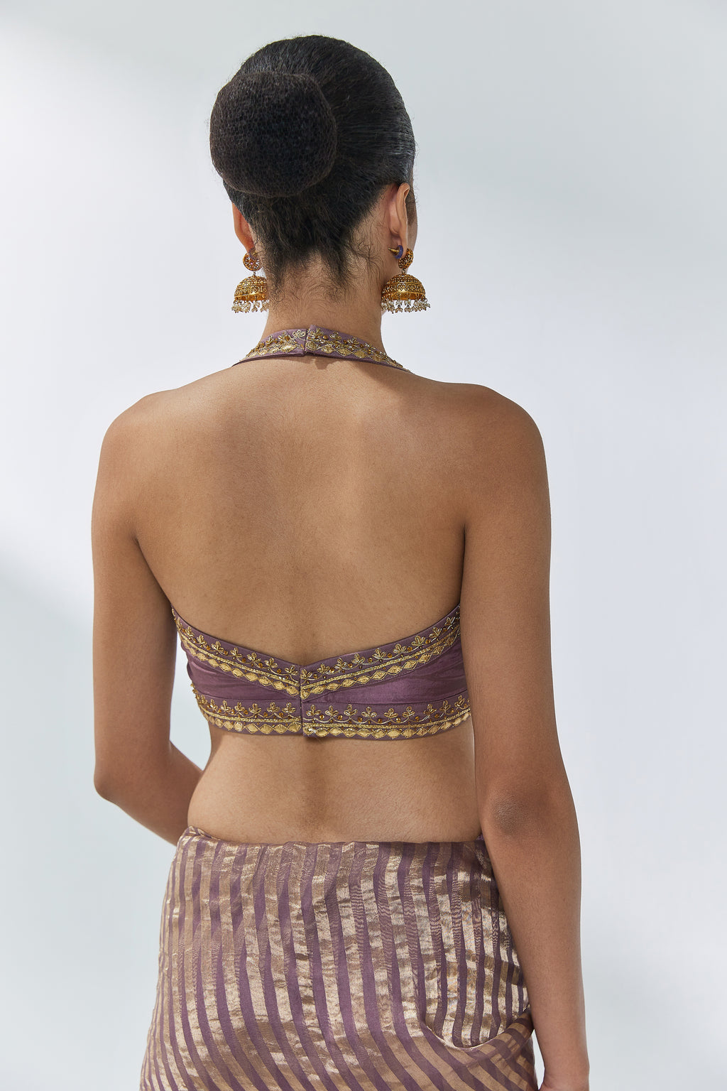 Gota-Patti Border Striped Saree Set