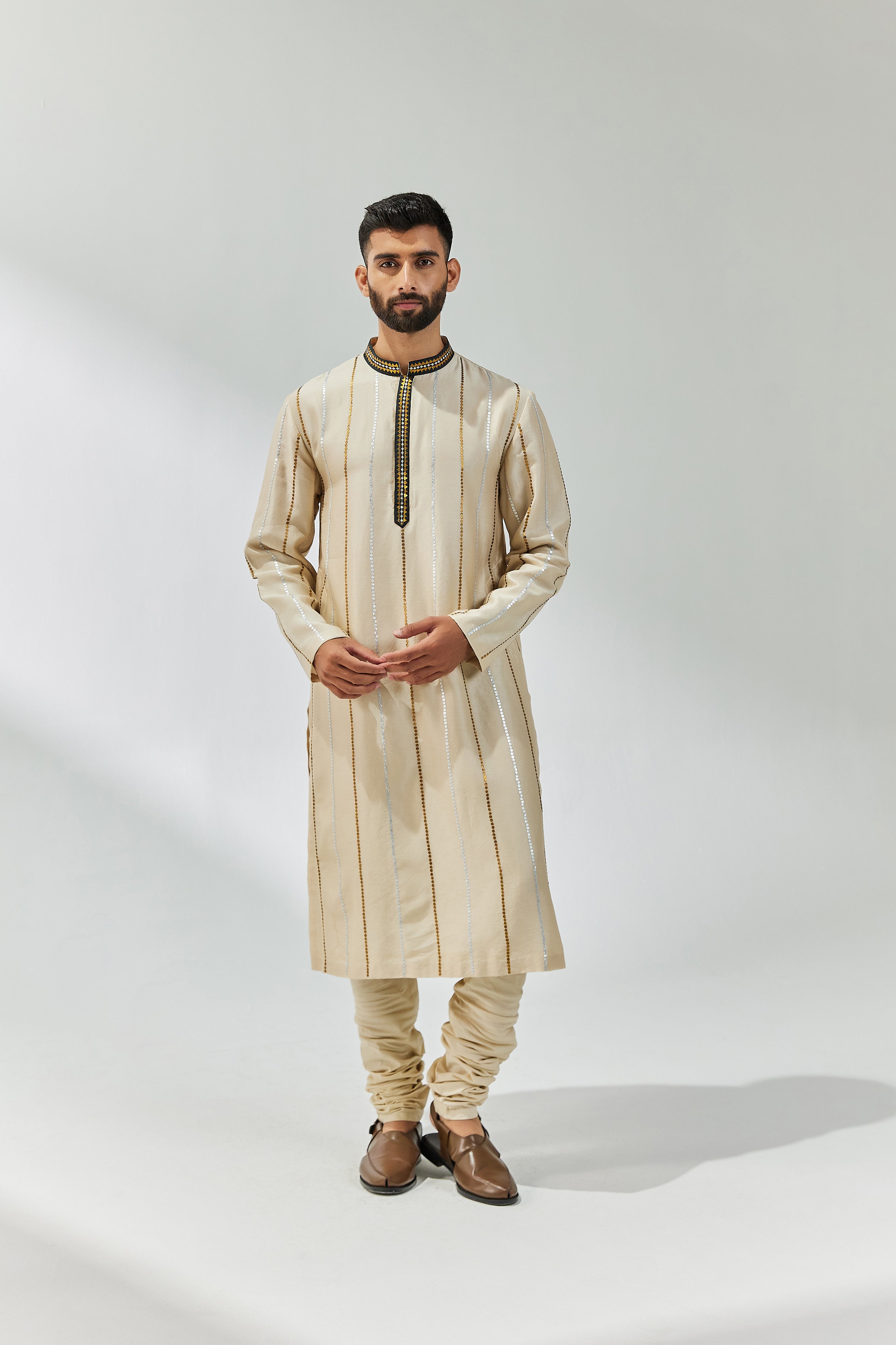 Fence Motif Placket Kurta Set