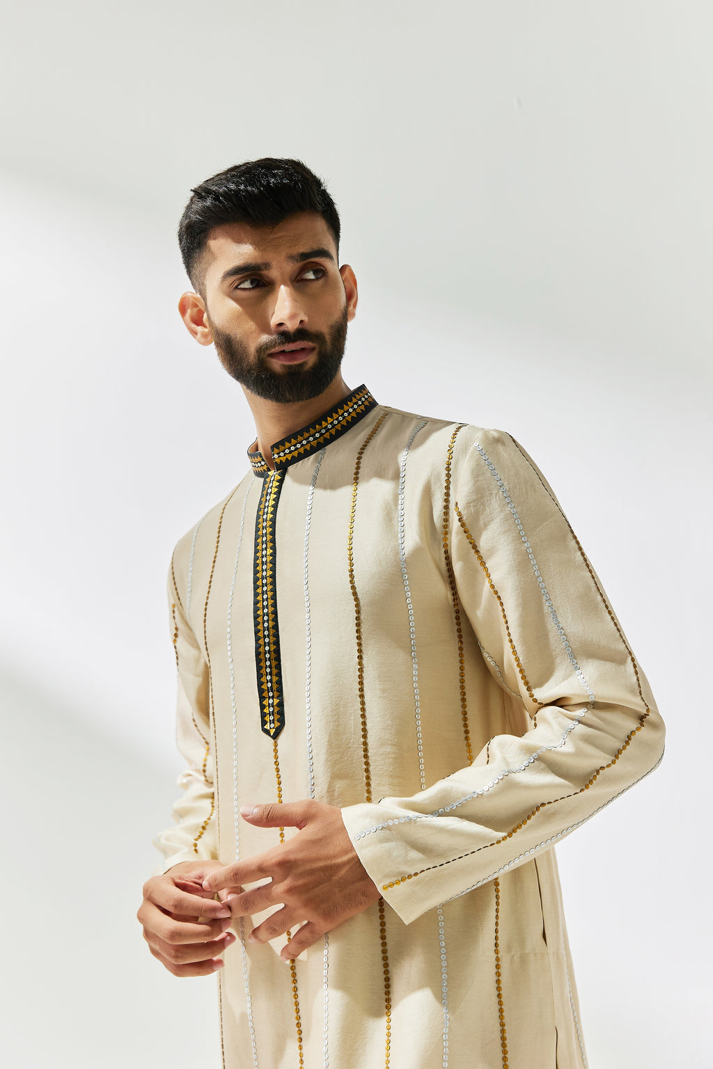 Fence Motif Placket Kurta Set