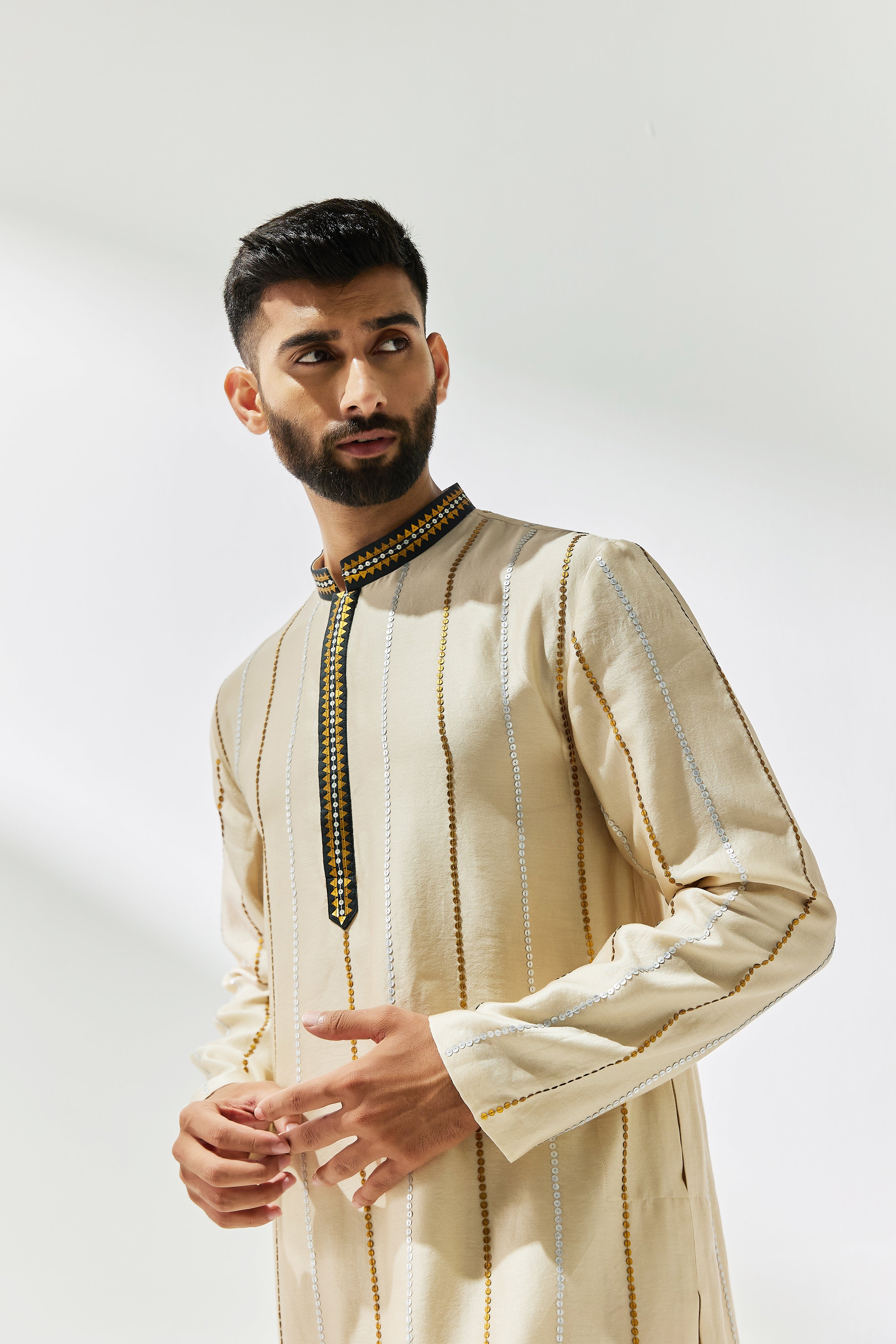 Fence Motif Placket Kurta Set