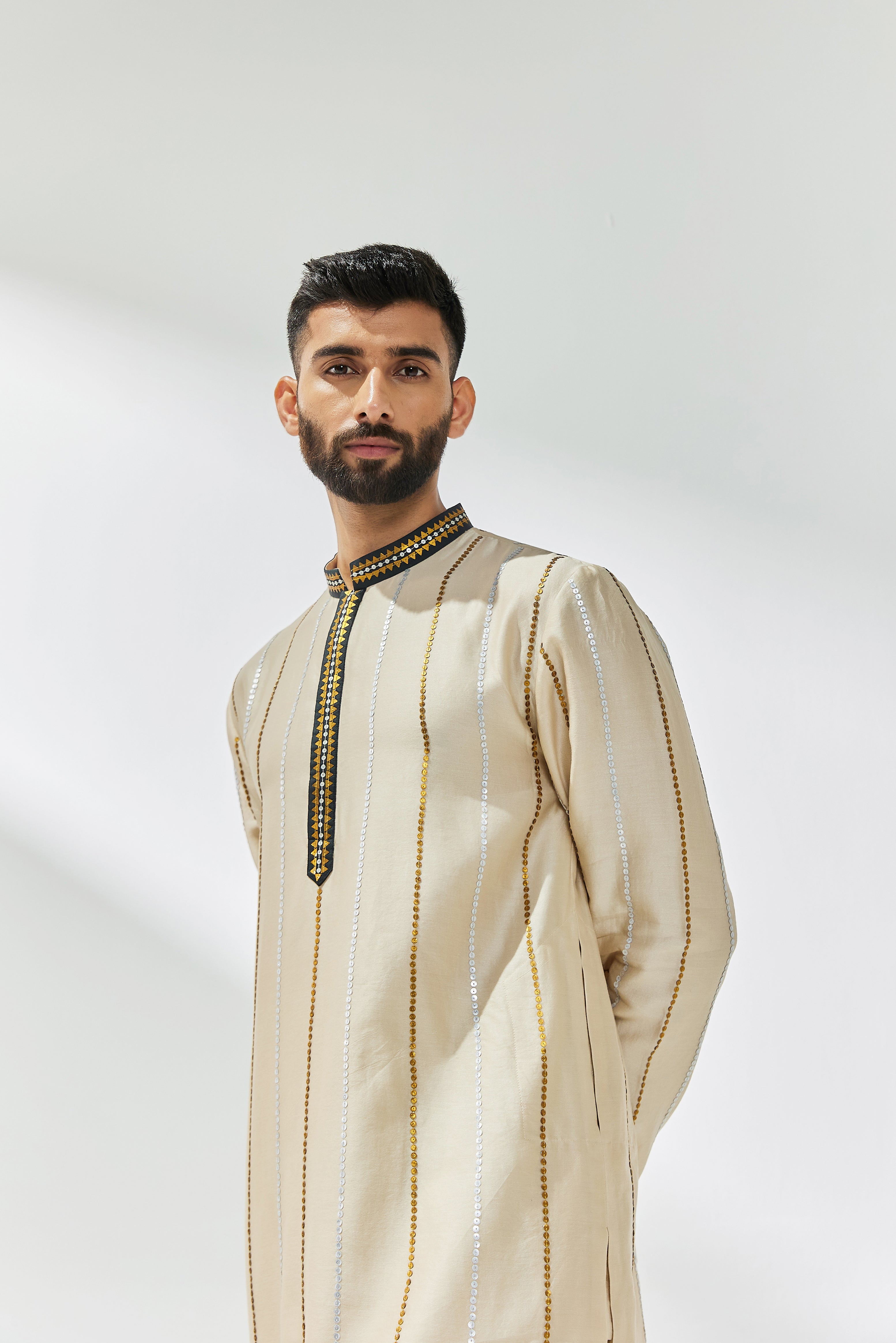 Fence Motif Placket Kurta Set