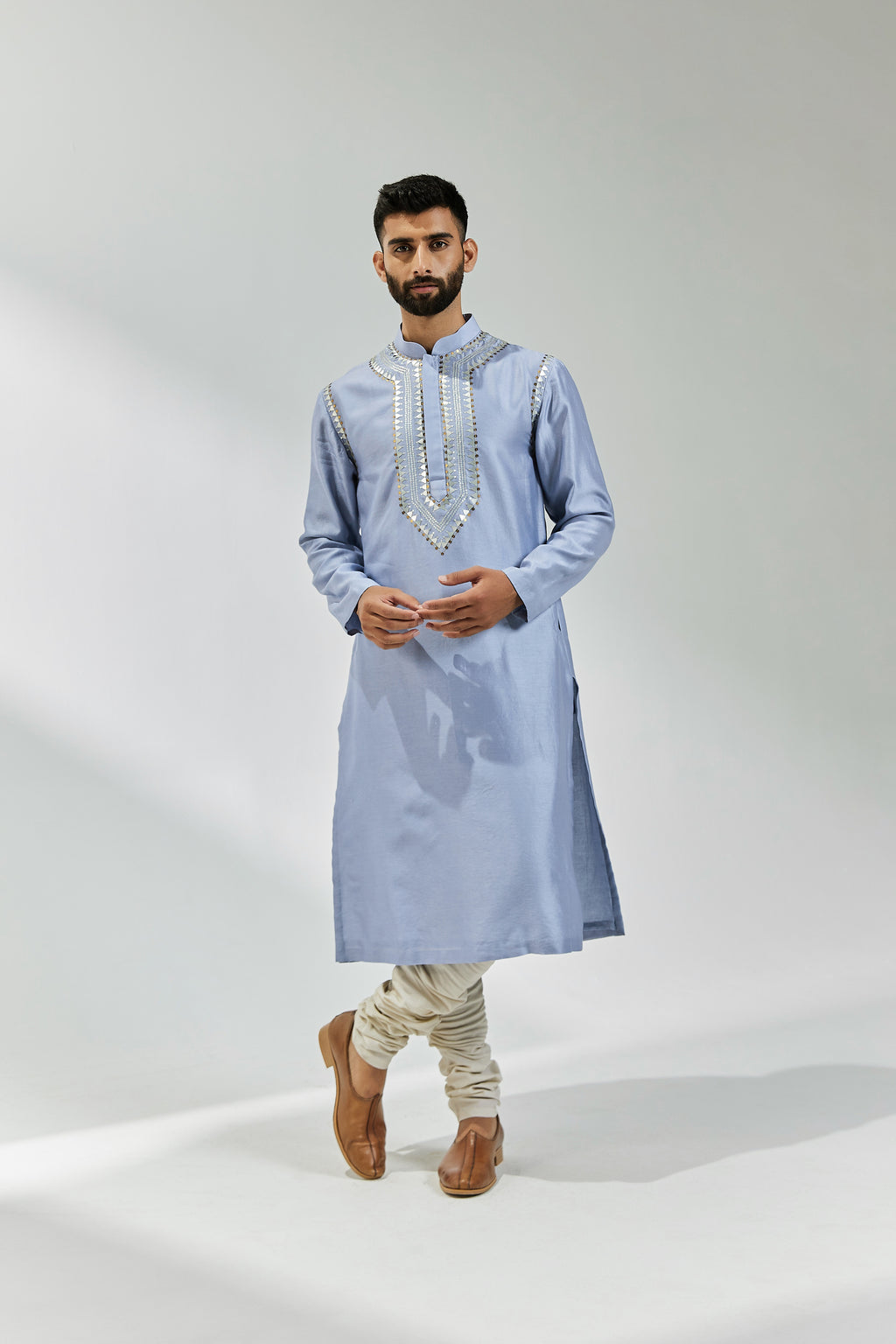 Inverted Fence Motif Yoke Kurta Set