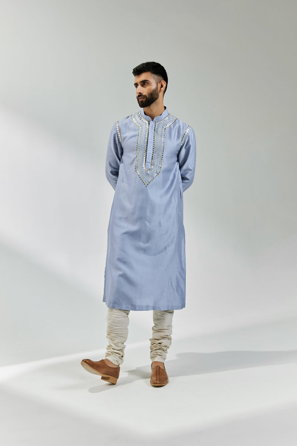 Inverted Fence Motif Yoke Kurta Set