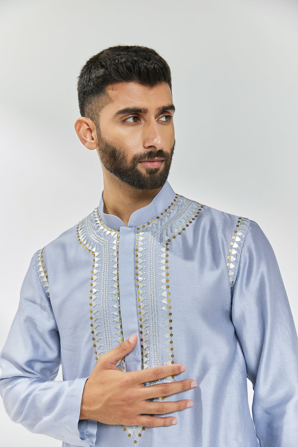 Inverted Fence Motif Yoke Kurta Set