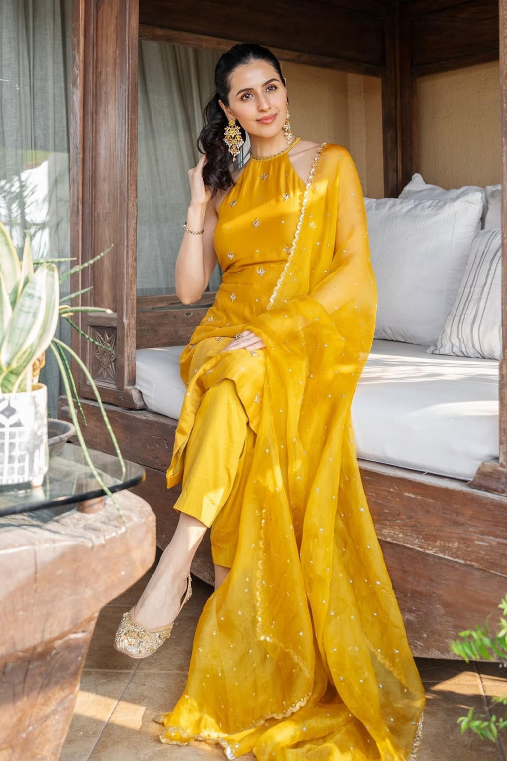 Gota-Patti Motif Halter Kurta Set