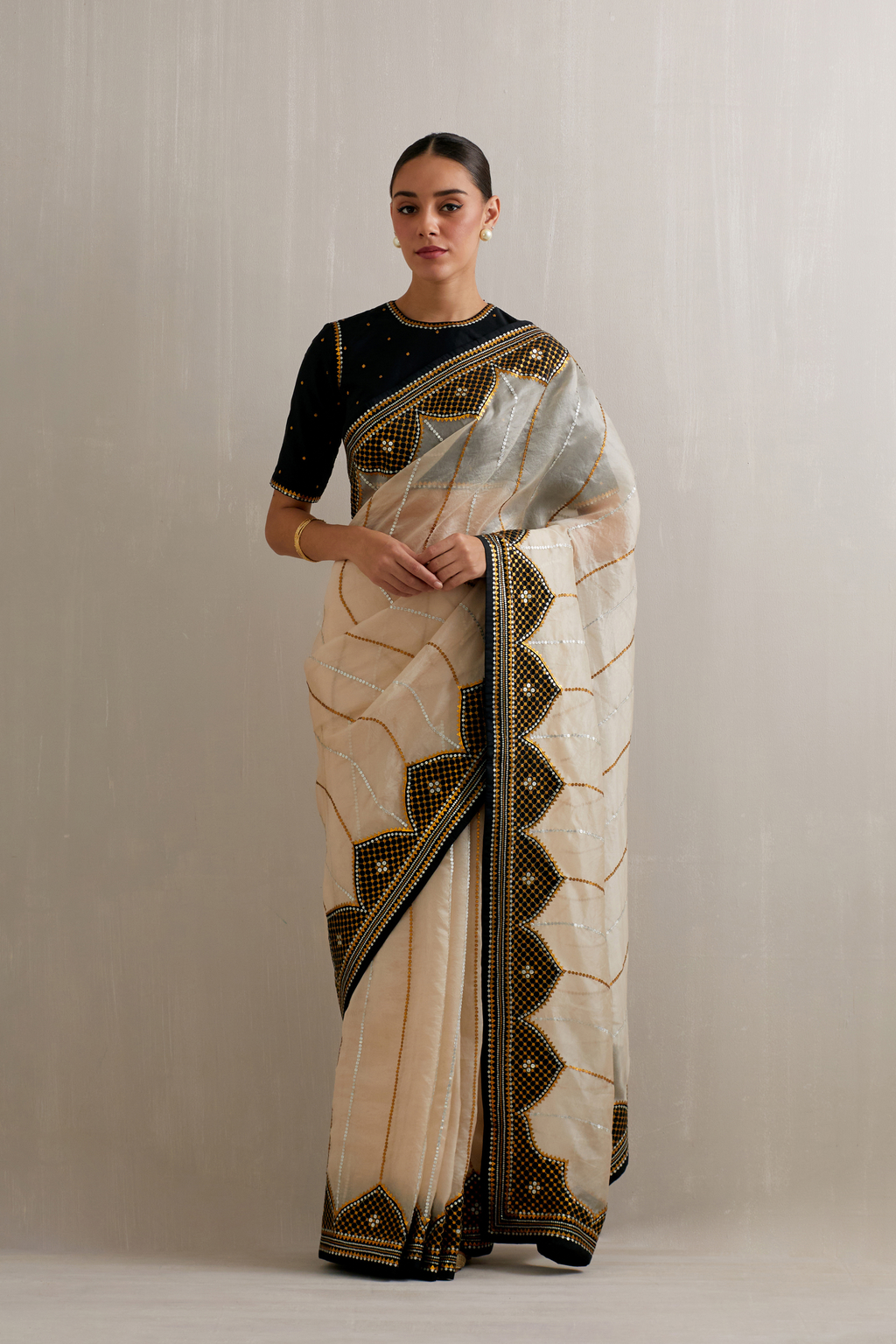 Dome And Jaal Saree Set