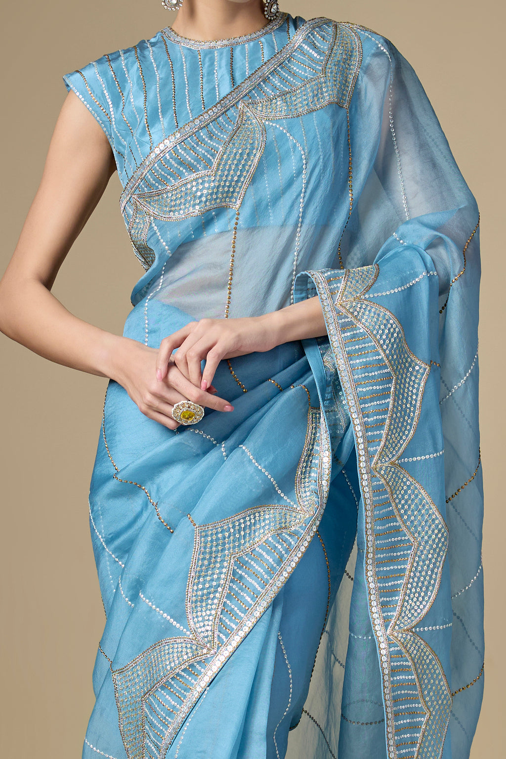 Domes Border Saree Set