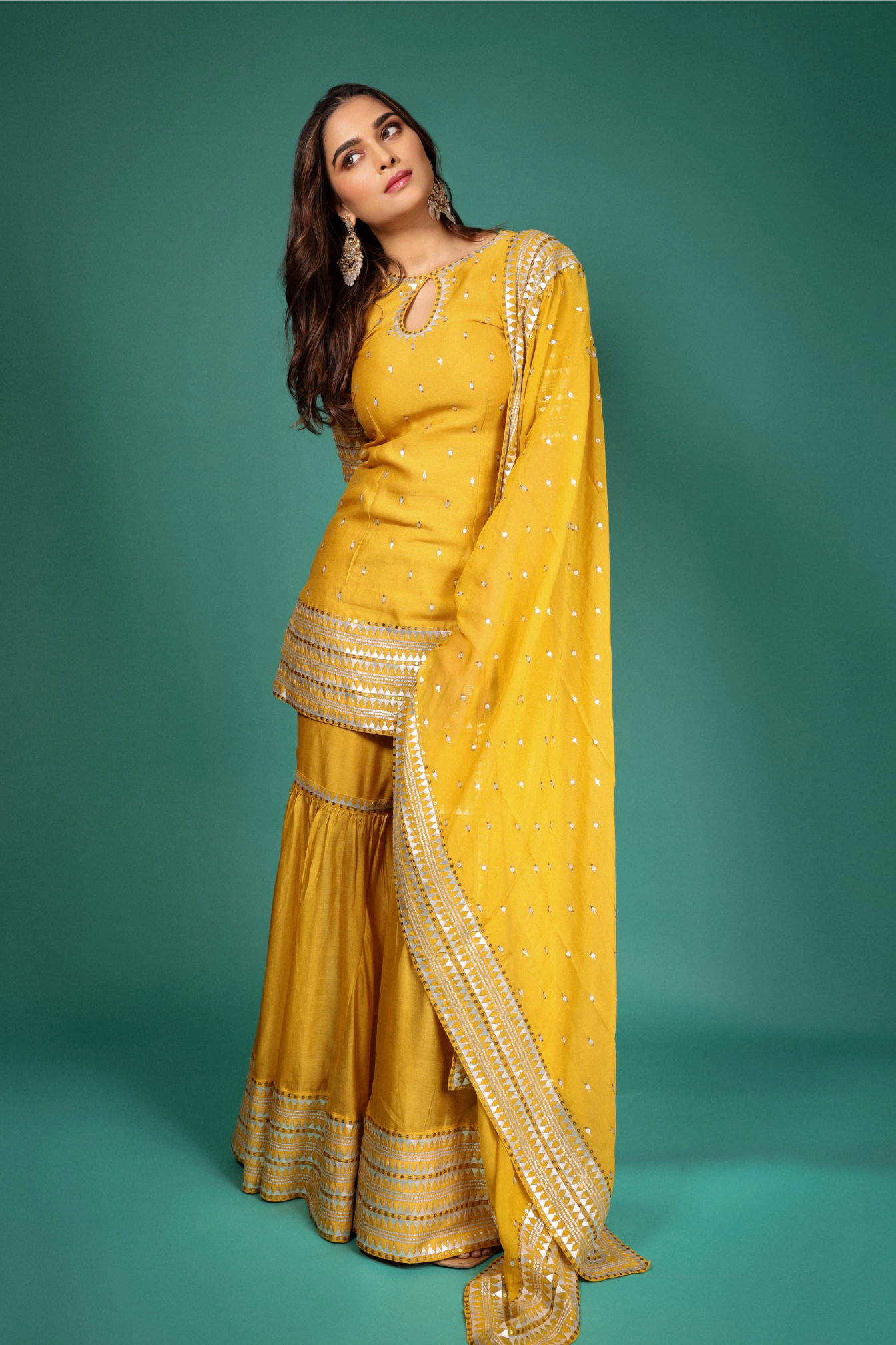 Keyhole Neckline Sharara Set