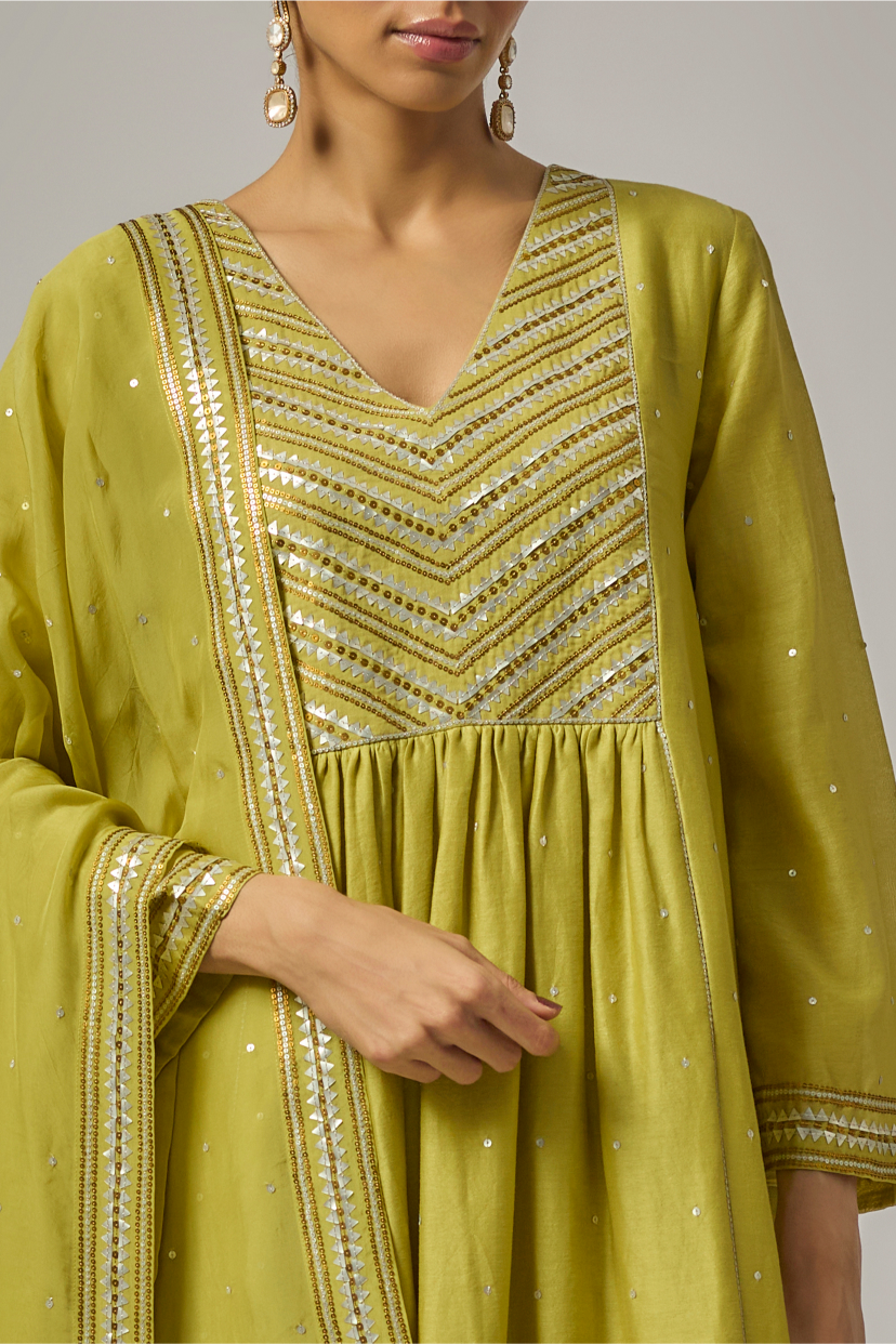 Mini Fence Yoke Kurta Set