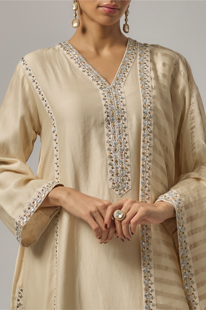 Gota-Patti Placket Kurta Set