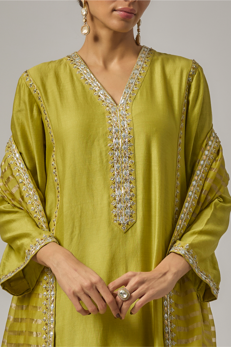 Gota-Patti Placket Kurta Set