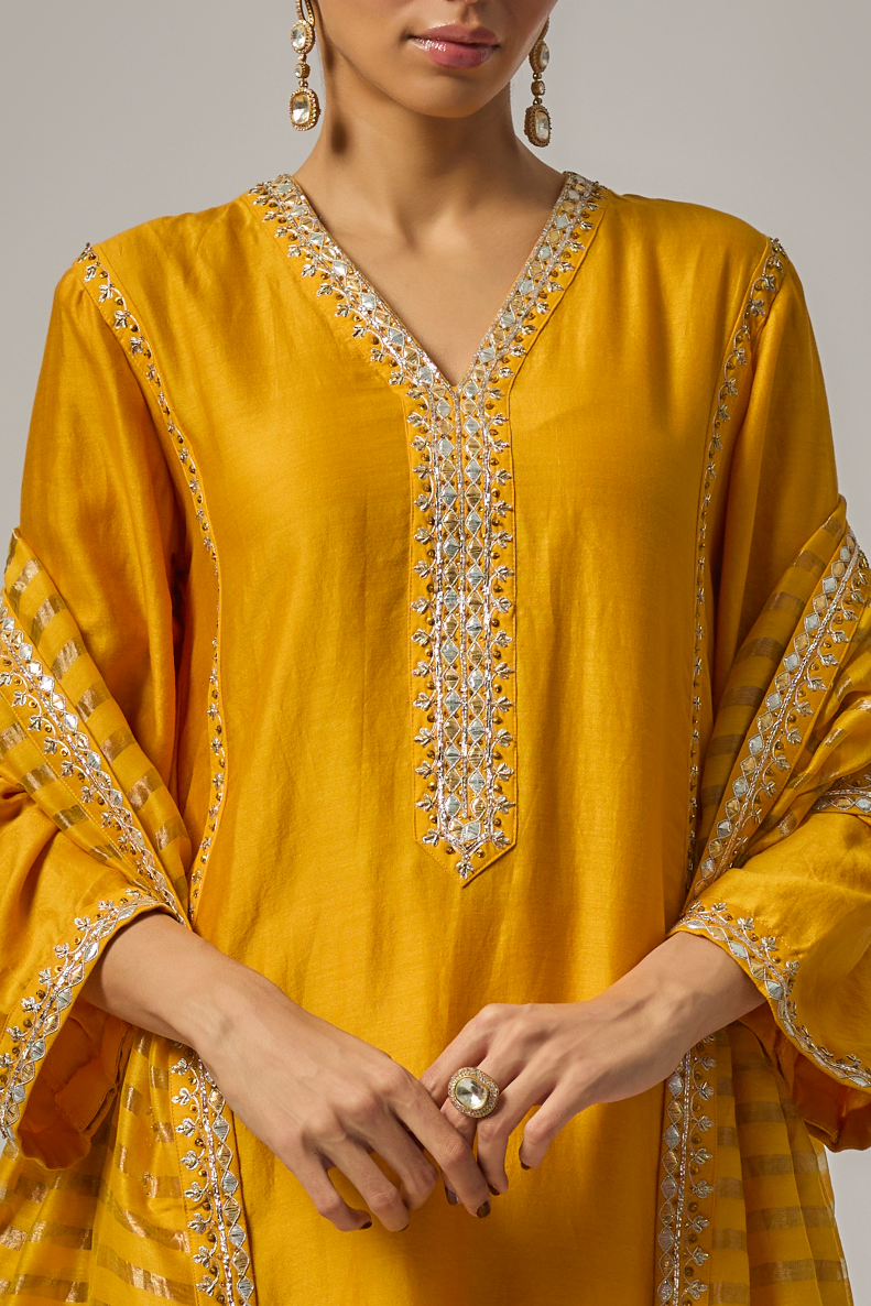 Gota-Patti Placket Kurta Set