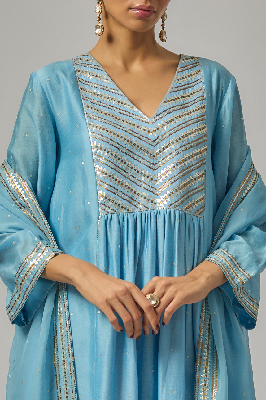 Mini Fence Yoke Kurta Set